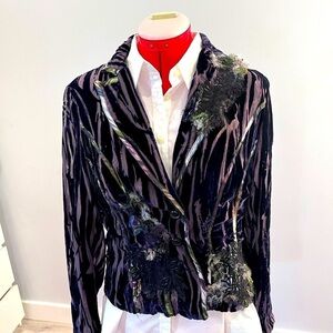 Alberto Makali Vintage Art to Wear Button Up Velvet Burn out Blazer Size 4